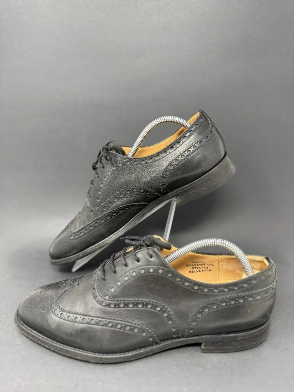 Church's Brisbane Black Leather Oxford Brogue Shoes Mens 11 B READ DESC